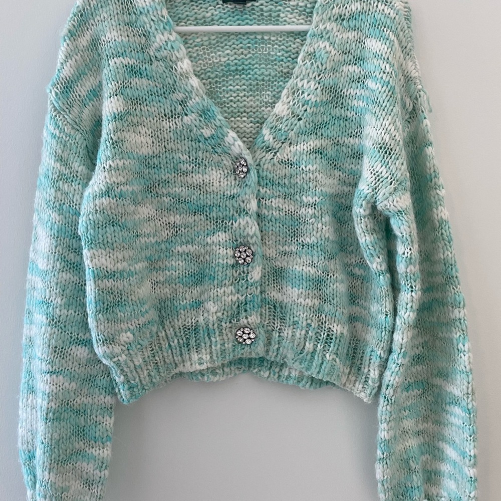 Wild Fable Mint and White Knit Top